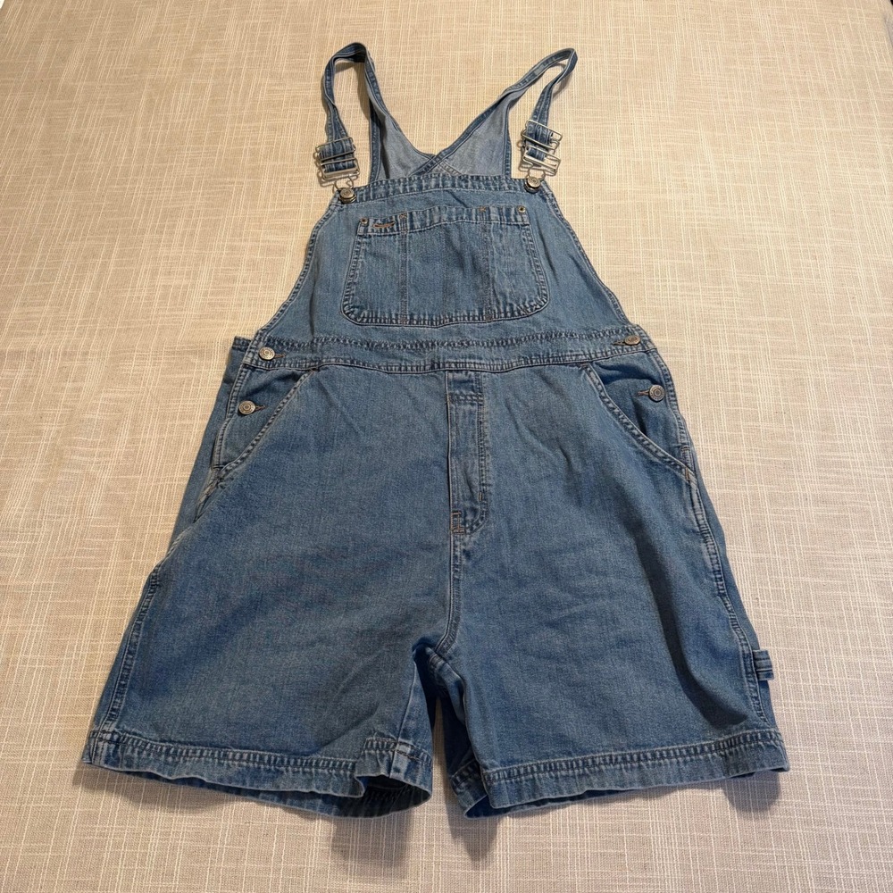 Gap Vintage Denim Shortalls Womens Large Medium Wash Cotton Carpenter Overalls